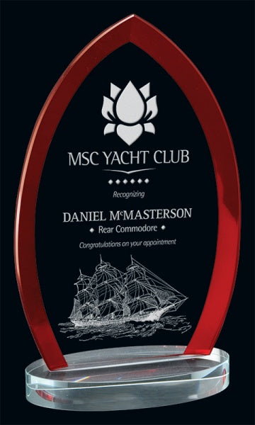 Pearson Red Glass Trophy | Custom Engraved Awards Canada