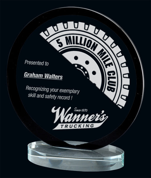 Buy MacDonald Black Glass Award with Engraved Glass Trophy Design