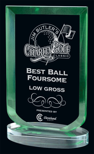 Laurier Green Custom Glass Trophy | Engraved Crystal Awards