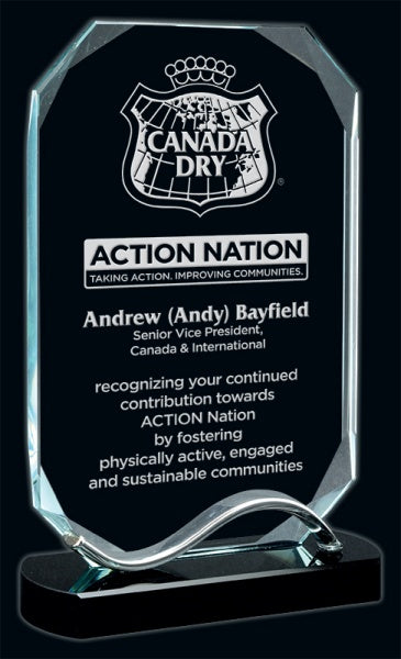 Elegant 7¾" Nile Glass Award | Custom & Engraved Glass Trophies