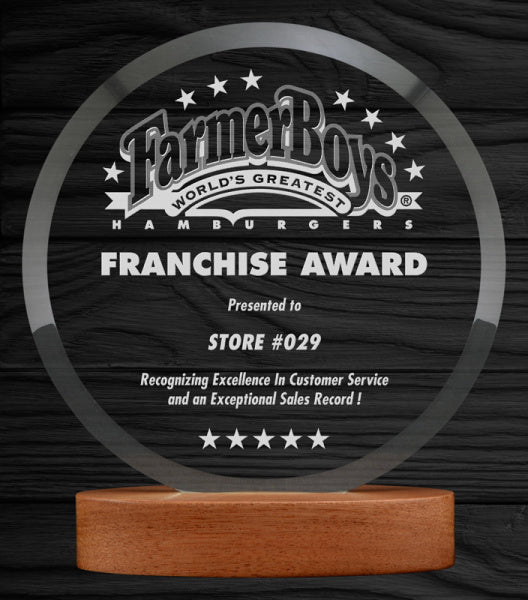 Order Elegant Caffrey Glass Award w Wood Base Plexiglass Trophy Canada