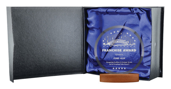 Order Elegant Caffrey Glass Award w Wood Base