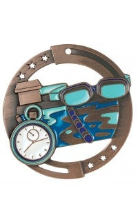 Swimming Colour Enamel Medal