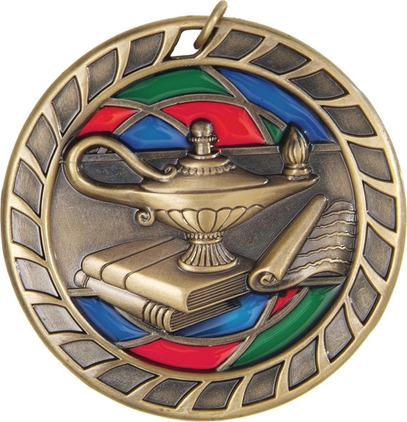 Lamp of Knowledge Stained Glass Medal | Shop Sports Medals