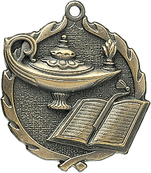 Celebrate Success with 1¾" Lamp of Knowledge Sculptured Medal