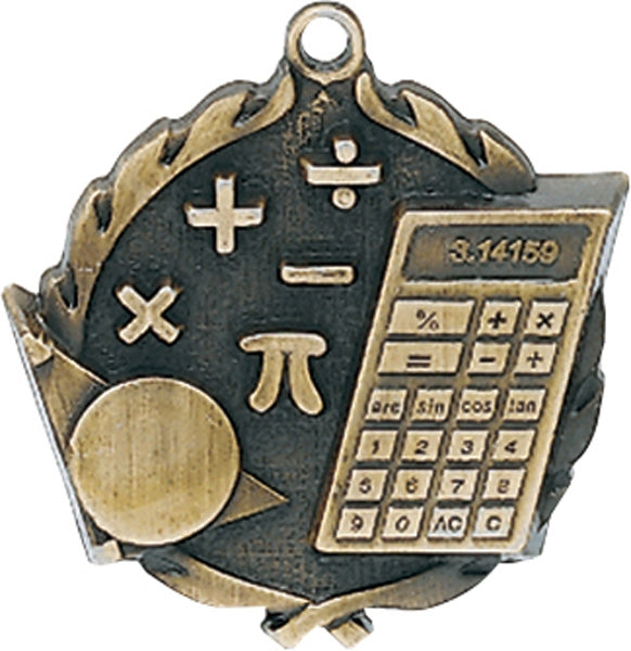1¾″ Math Sculptured Medal | Gold, Silver & Bronze Sporting Awards