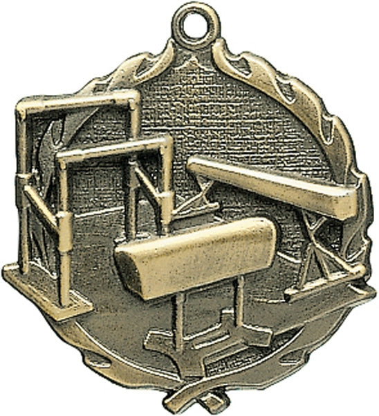 1¾" Gymnastics F Sculptured Medal for Custom Sports Recognition