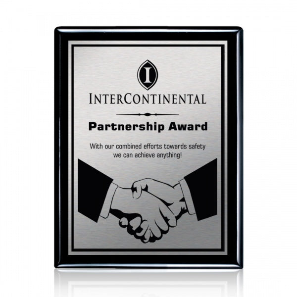 Printed Black Piano Finish Plaque | Wood & Engraved Plaques Toronto