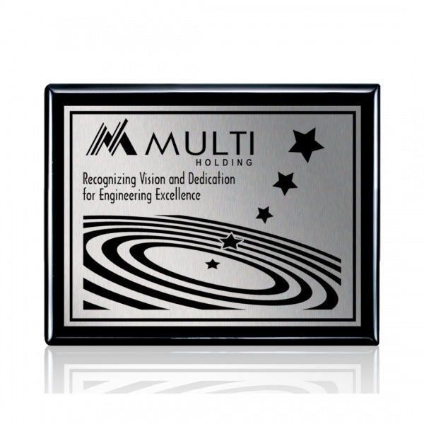 Printed Black Piano Finish Plaque | Wood & Engraved Plaques Toronto