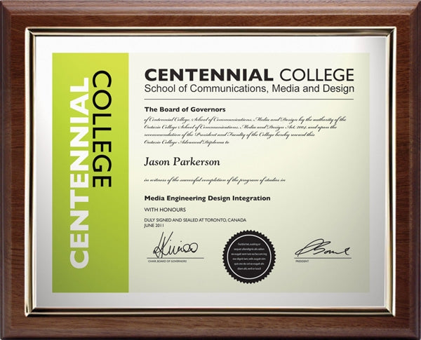 Shop Walnut Finish Certificate Holder | Custom Engraved Plaques