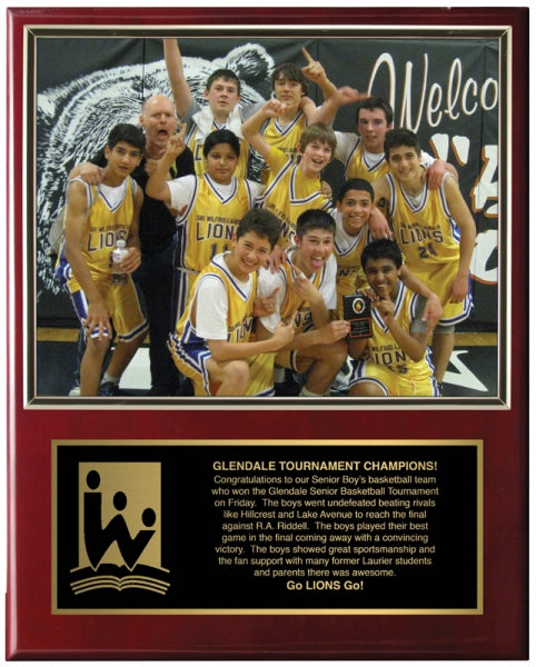 Buy Elegant 12""x 15"" Rosewood Piano Finish Photo Plaque for Awards