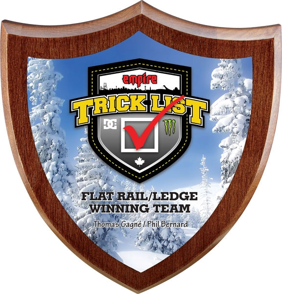 Custom Walnut Finish Shield Plaque | Plaque Commémorative