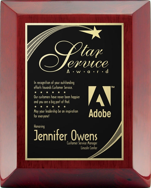 Buy Custom Rosewood Wide Bevel Plaque | Engraved Award Plate