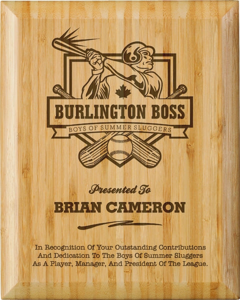 Personalized Bamboo Laser Engraved Plaques & Awards Canada