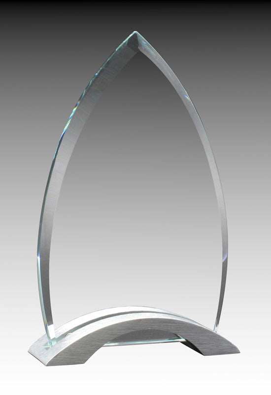Clear Glass Arrowhead on Brushed Silver Base