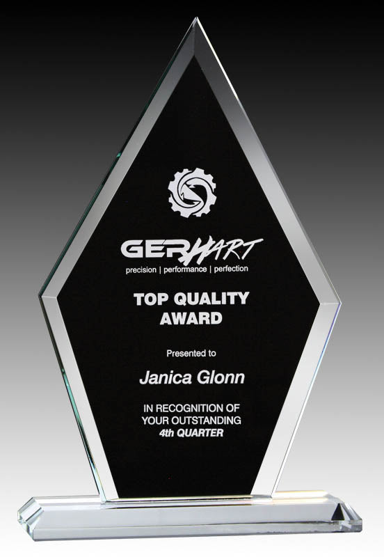 Onyx Series Arrowhead Clear/Black Glass Trophy & Custom Medals