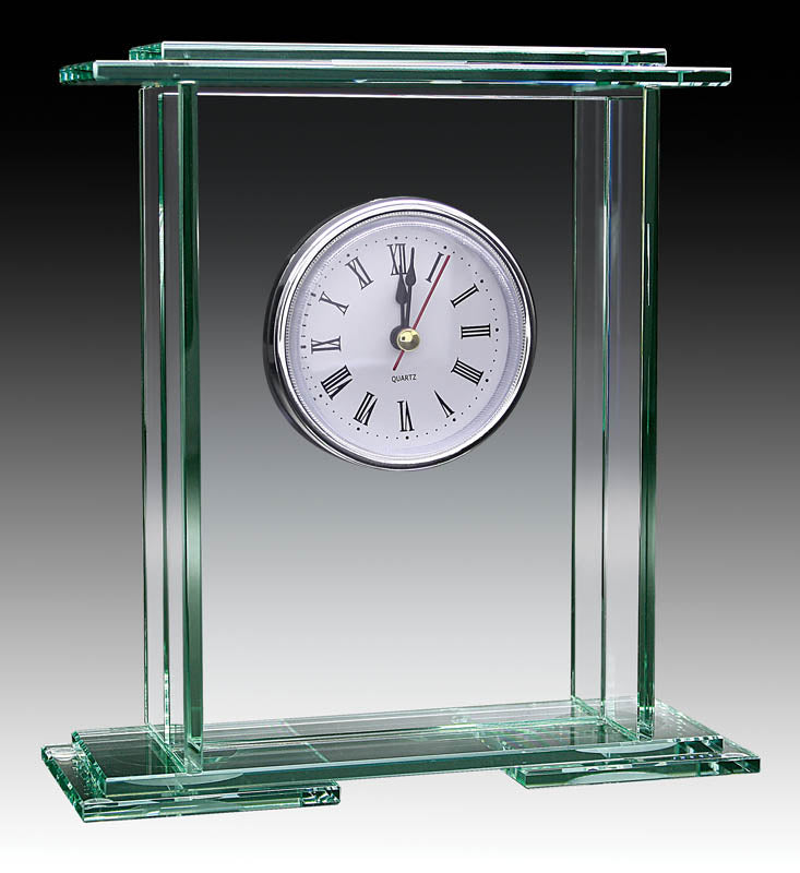 Glass Jade Square Top Clock, 6.75″