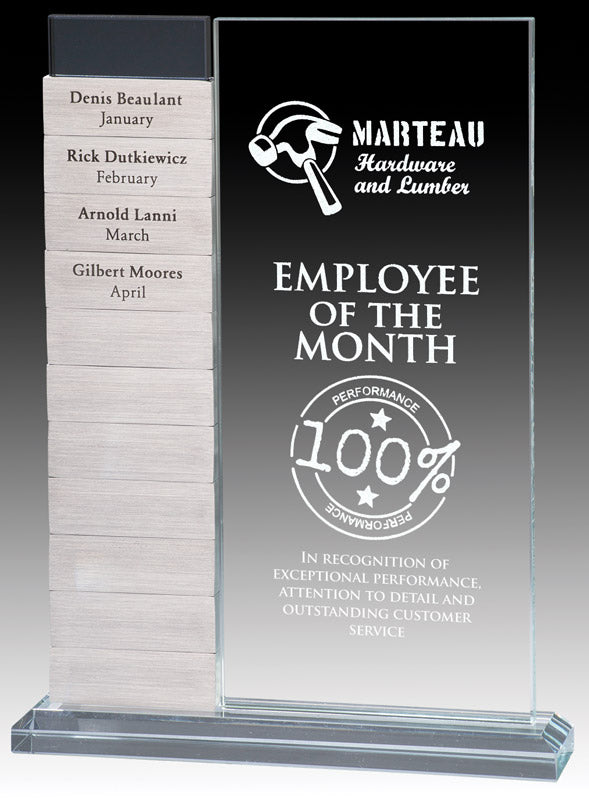 Clear Glass Perpetual Plaque on Base, 12 Plates, 10" x 7½"