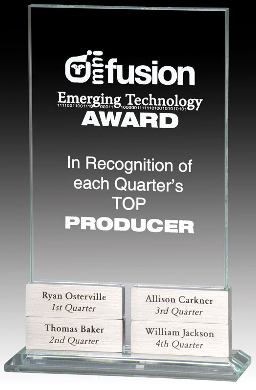 Clear Glass Perpetual Plaque on Base, 4 Plates 8½" x 5½"