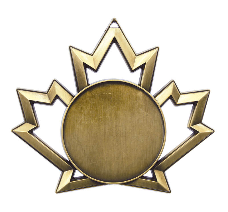 4" Custom Maple Leaf Medal