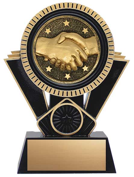 Apex Handshake/Sportsmanship Trophy, Black and Gold