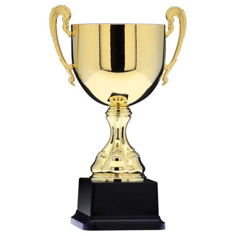 Gold Cup w/Handles on Black Plastic Base