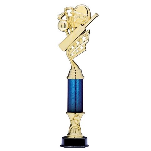 Helix Gold Cricket Trophy with Star Riser and Star Column