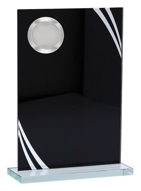 Black Reflection Glass Plaque with Silver Border and Metal Insert Holder