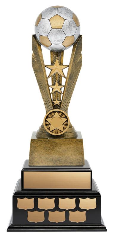 Soccer Zenith Resin on 2-Tier Black Wood Base